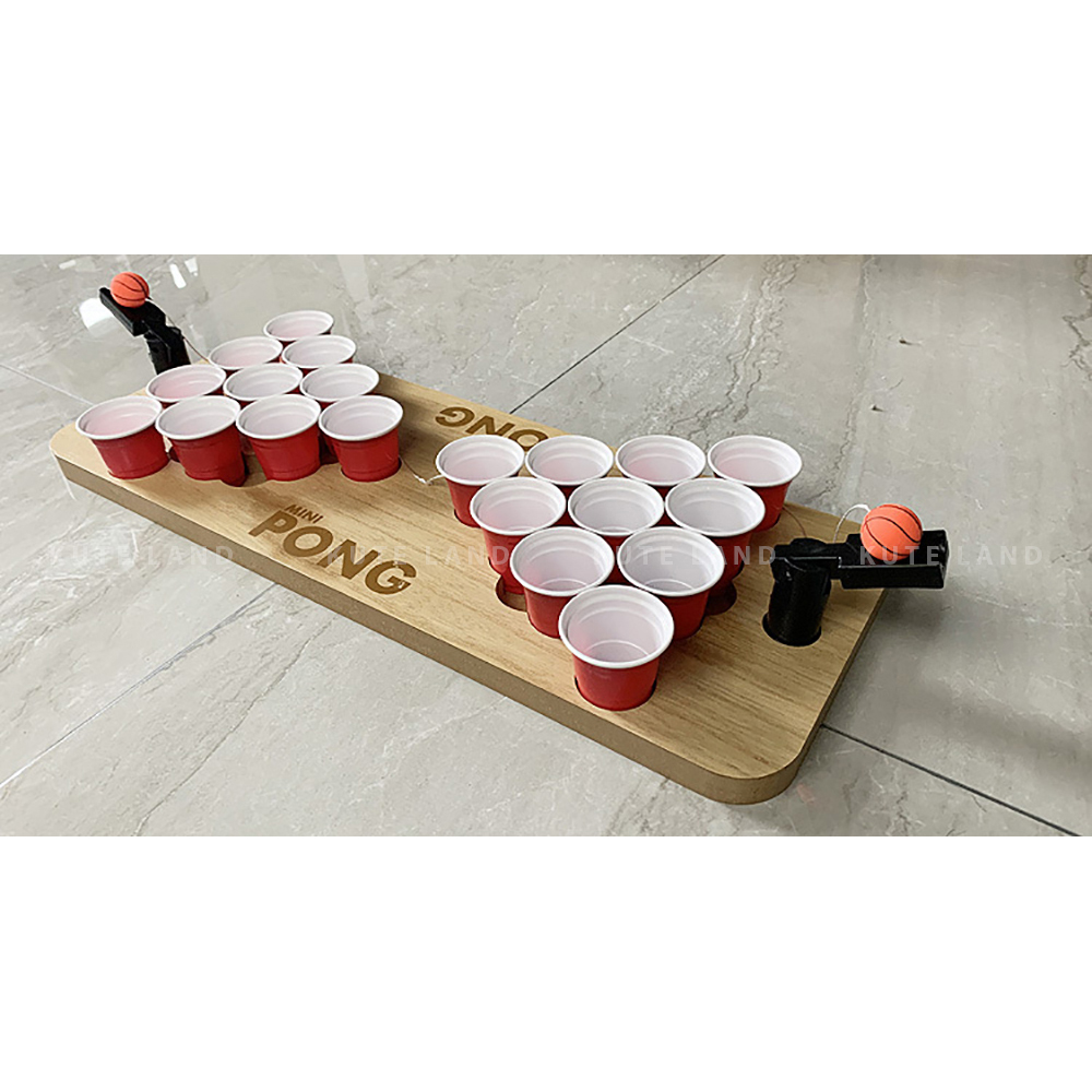 Bộ trò chơi Wood Peer Pong ném bóng vào ly Drinking Game dành cho bàn nhậu uống rượu bia 