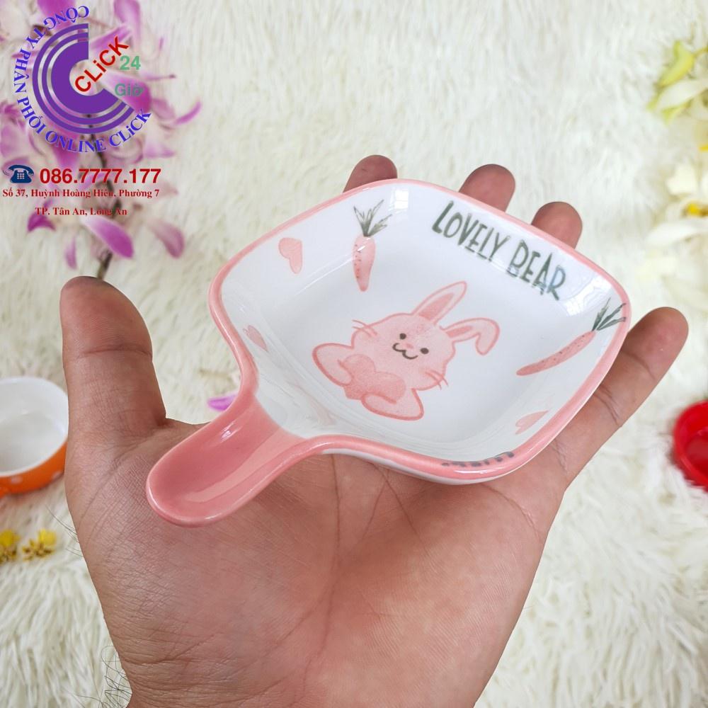 Sét 5 món Mâm Cơm Chén Tô Dĩa Hình Thỏ Xinh Xắn Ấn Tượng Gốm Sứ Cao Cấp Hàng Khử Chì