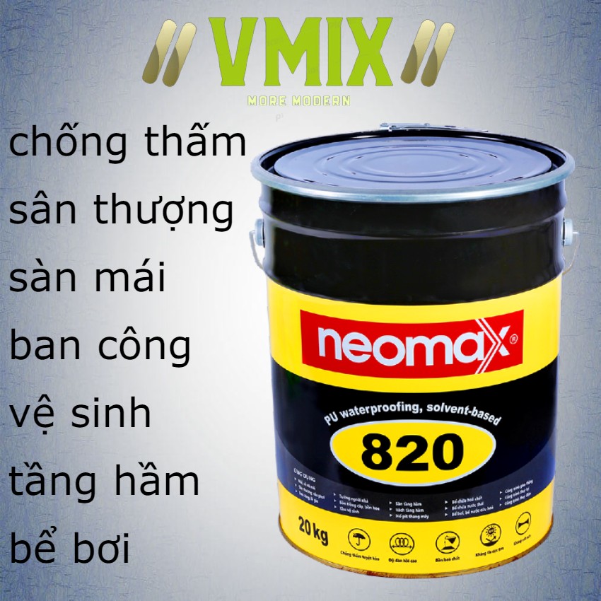 [8kg] Chống thấm sân thượng ban công sàn mái bê tông vệ sinh tường ngoài chống thấm siêu đàn hồi gốc polyurethane Neomax820.