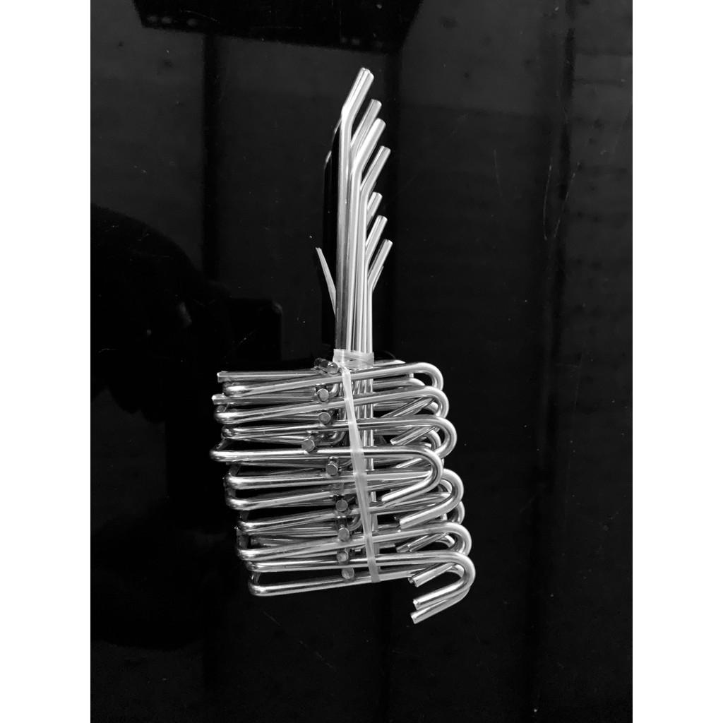 Bộ 10 móc inox cài lưới, tay cài lưới dùng cho tấm lưới treo đồ siêu thị, phụ kiện điện thoại, decor trang trí dài 20 cm