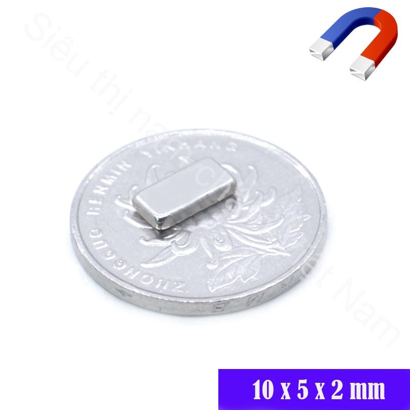 Nam châm hình chữ nhật 10x5x2mm set 10 viên, nam châm vĩnh cửu siêu từ tính, siêu hít
