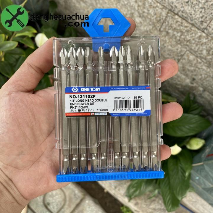Mũi vít bake hai đầu PH2 x 110mm Kingtony 131102P có nam châm