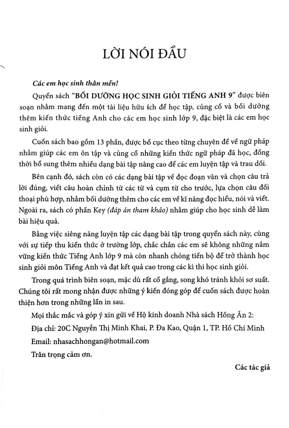Bồi Dưỡng Học Sinh Giỏi Tiếng Anh 9 (Dùng Chung Cho Các Bộ SGK Hiện Hành) - HA