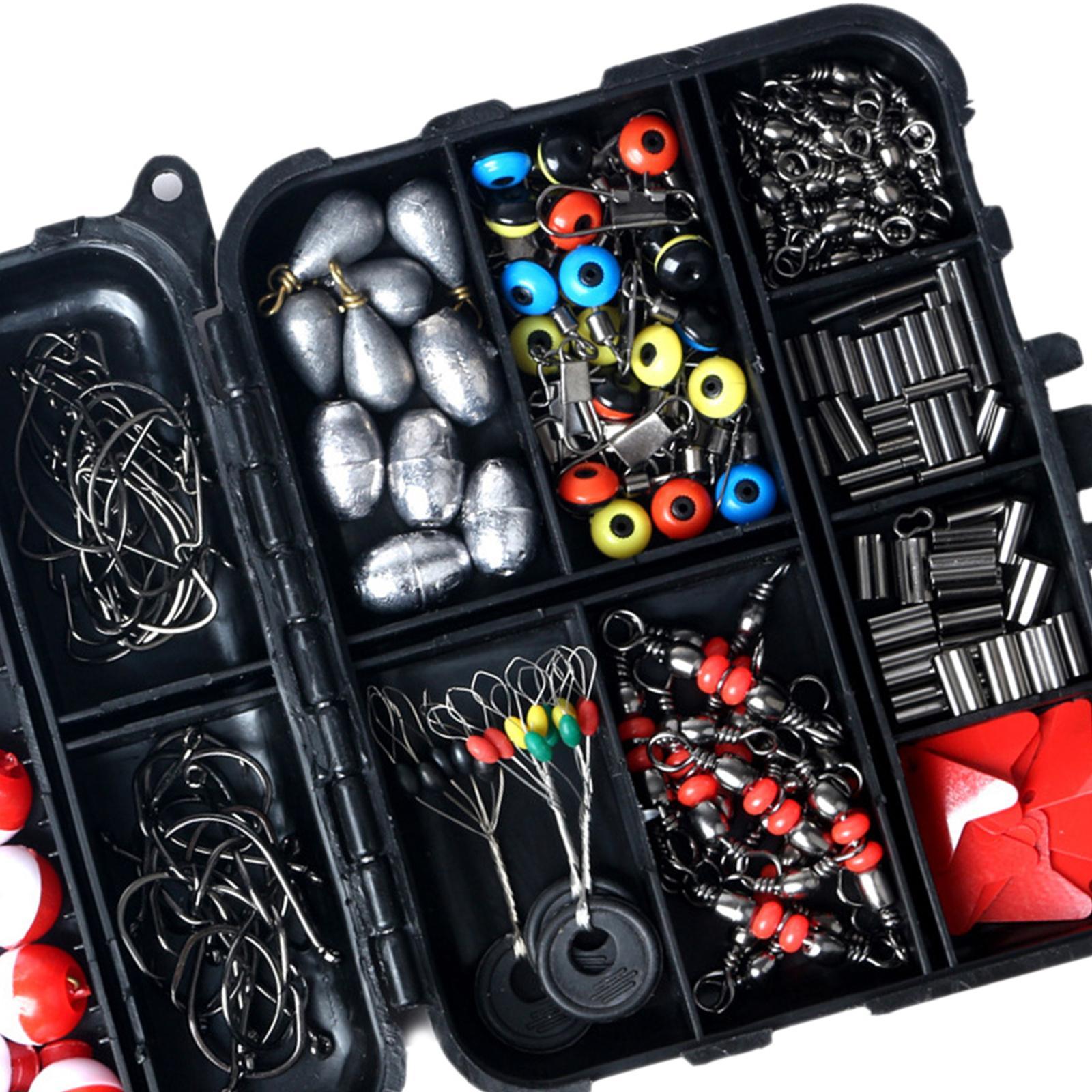 263Pcs Fishing Accessories Fishing Bobbers Floats with Portable Tackle Box