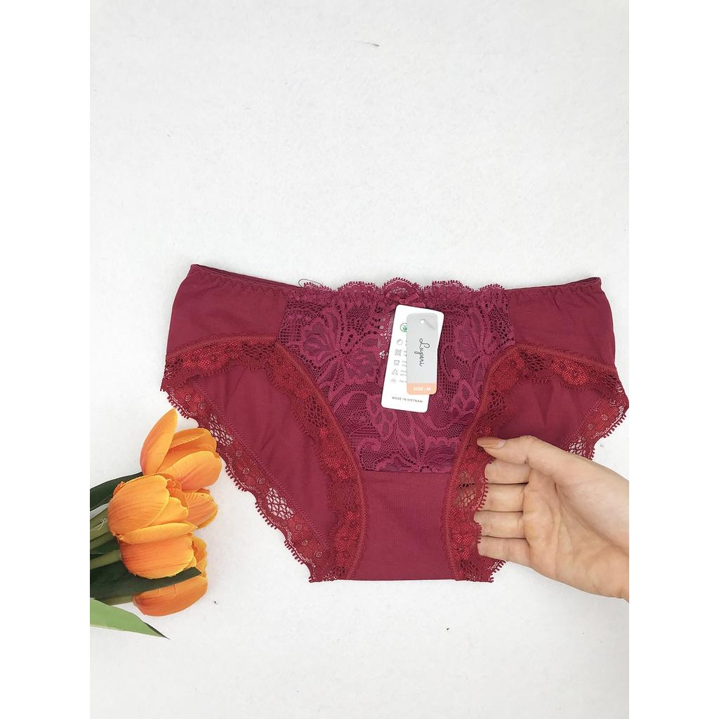 Quần Lót Nữ Cotton Phối Ren Cạp Vừa LUPERI SP728 Dáng Bikini Thiết Kế Không Lằn Mông Kháng Khuẩn Khử Mùi Tốt