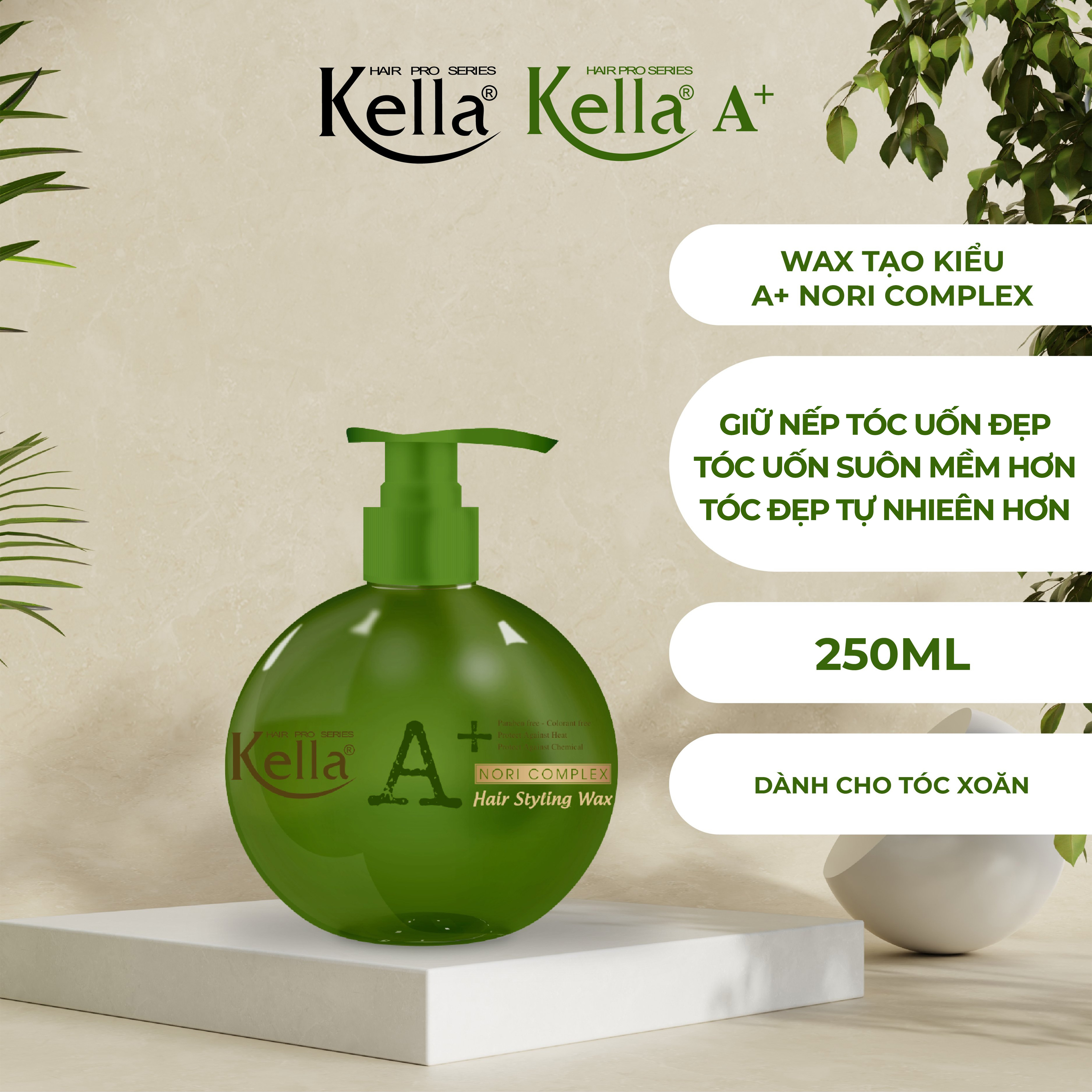 Wax tạo kiểu tóc xoăn Kella A+ Nori Complex (Chai 250ml)