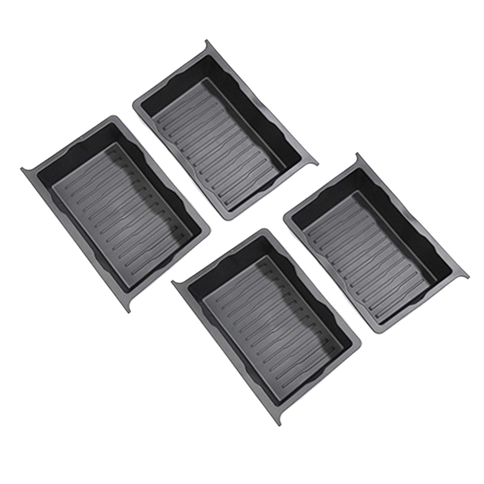 4Pieces Underseat Organizer Tray TPE Car Accessories Easy to Install Container Durable Drawer Holder under Seat Storage Box for Model Y