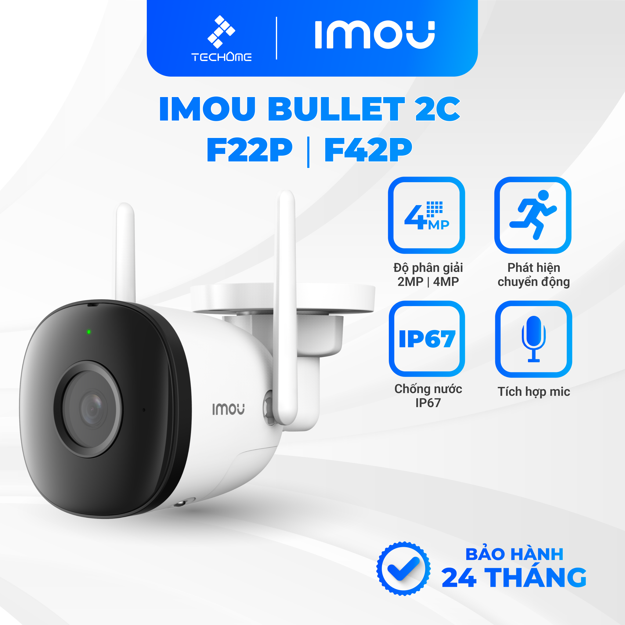 Camera IP ngoài trời IMOU BULLET 2C F22P F42P Full HD Wifi Hotspot, chống nước - Hàng chính hãng
