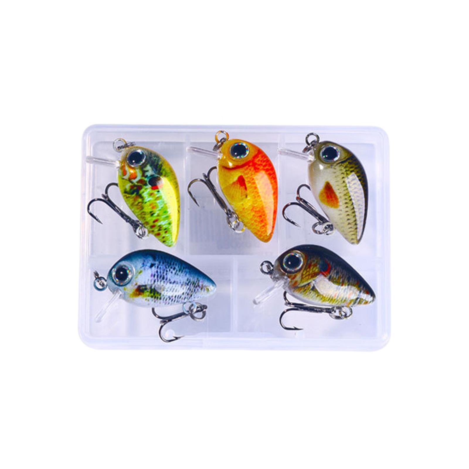 5Pcs Mini Crankbait Fishing Lures  Lures 1.5G with Box Lifelike Artificial Fishing  Swimbait for Walleye Perch Redfish Bass Boat