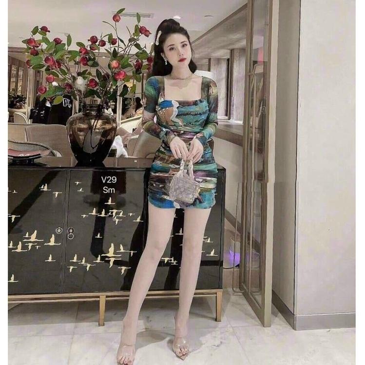 Gunkaymatter Đầm Váy Họa Tiết 3D Cao Cấp Tay Dài Siêu Xinh Sang Trọng Thích Hợp Đi Dạo Phố