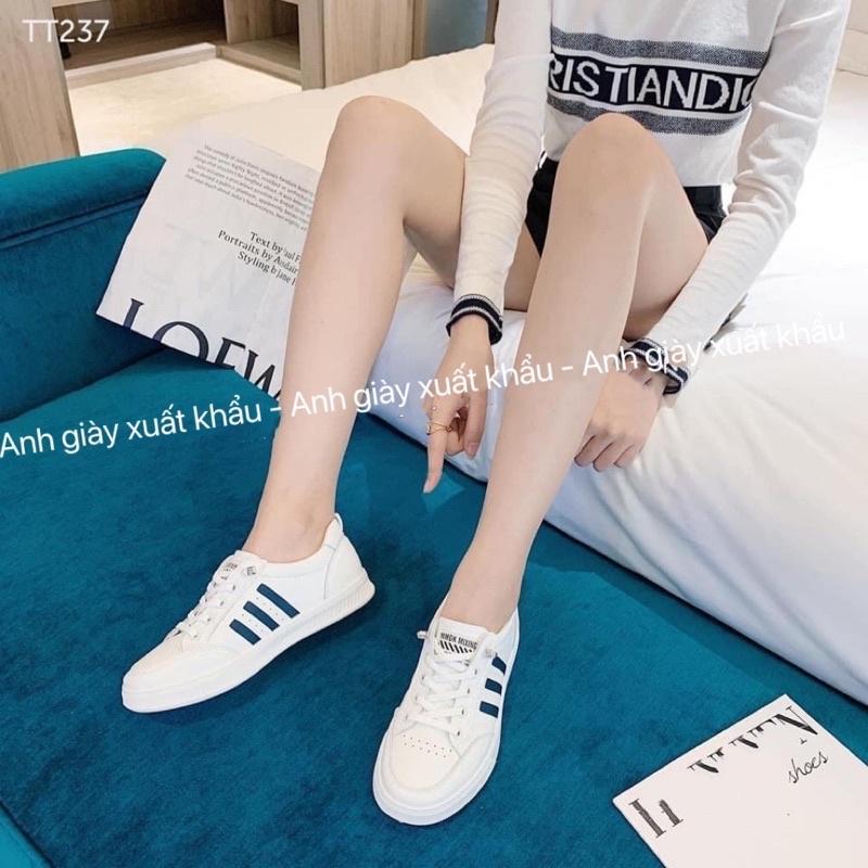 TT06 - Giày thể thao nữ trắng 3 vạch không cần buộc dây nhẹ êm