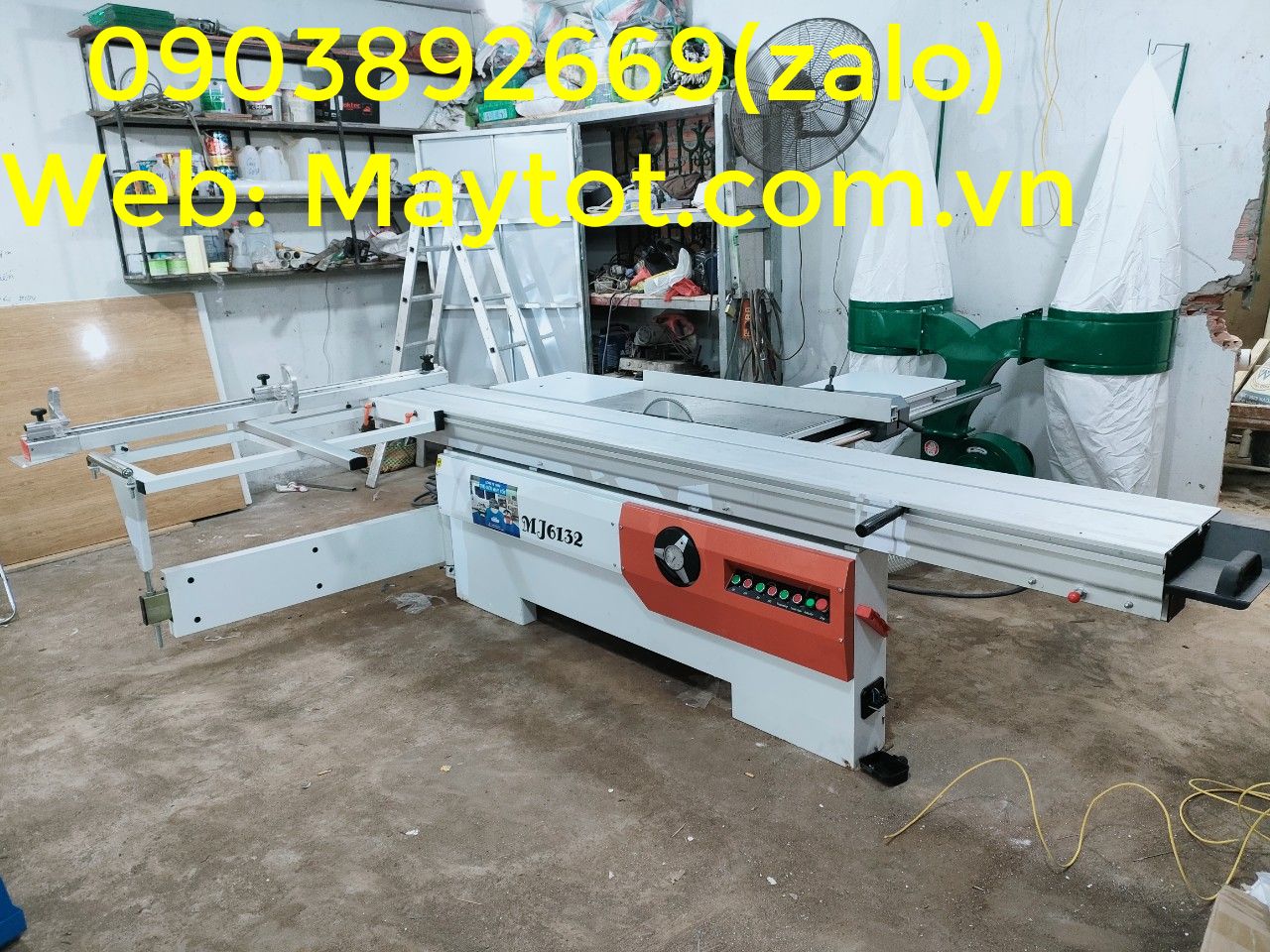 máy cưa bàn trượt MJ6232 - nâng điện, hiển thị góc nghiêng điện tử