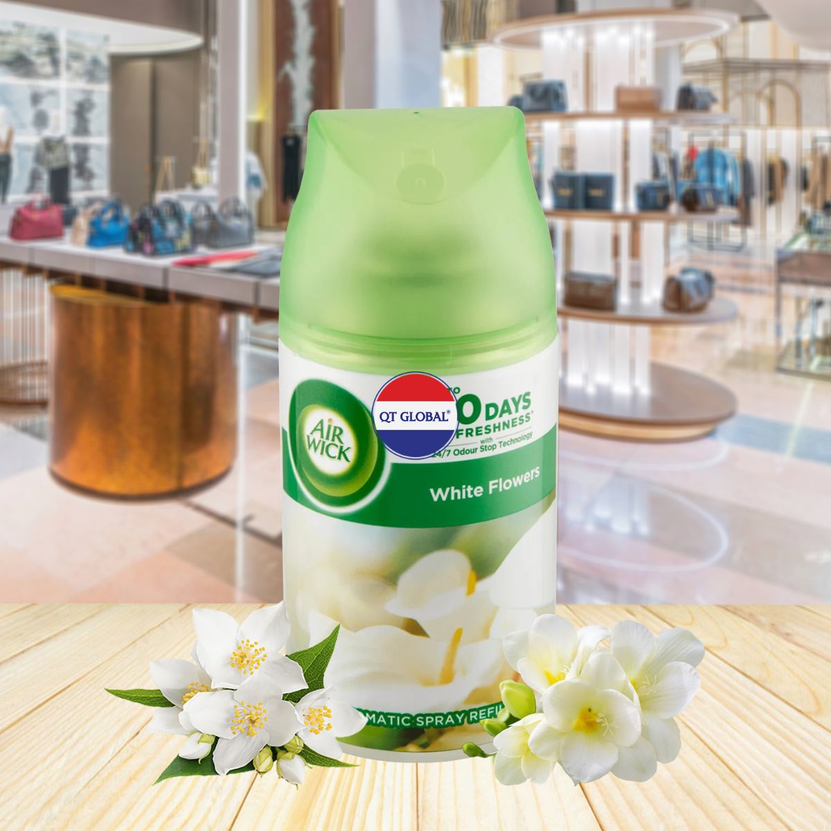 Bình xịt thơm phòng Air Wick White Flowers 250ml QT016836 - hoa nhài, lan trắng