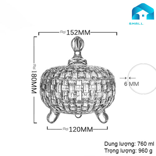 Thố, Bát thủy tinh pha lê cao cấp đựng trái cây, mứt tết, thực phẩm.