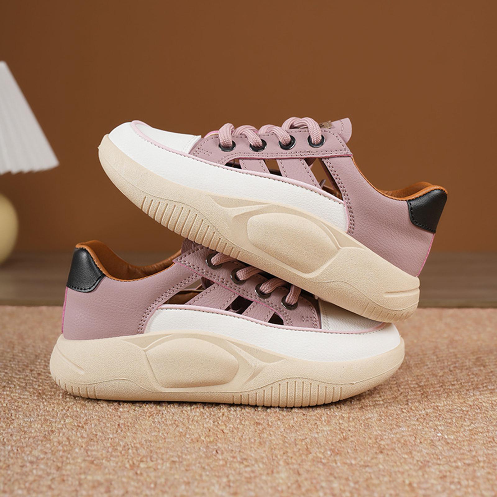 Chunky Platform Sneakers for Women Lace Top Retro Comfortable Casual Shoes