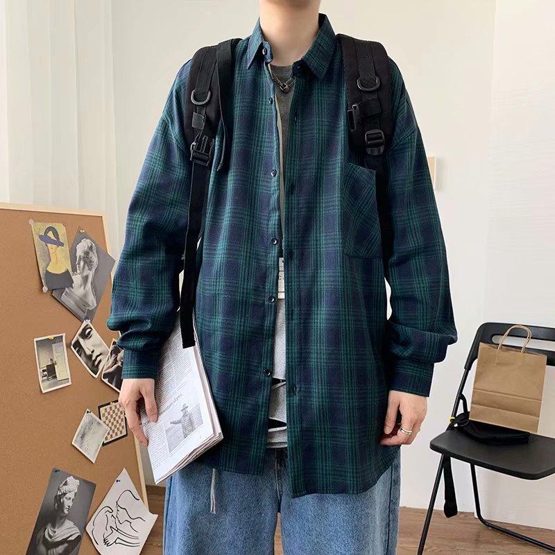 Áo Khoác Sơ Mi Tay Dài Dáng Rộng Phong Cách Đường Phố Cho Nam Có 4 Màu