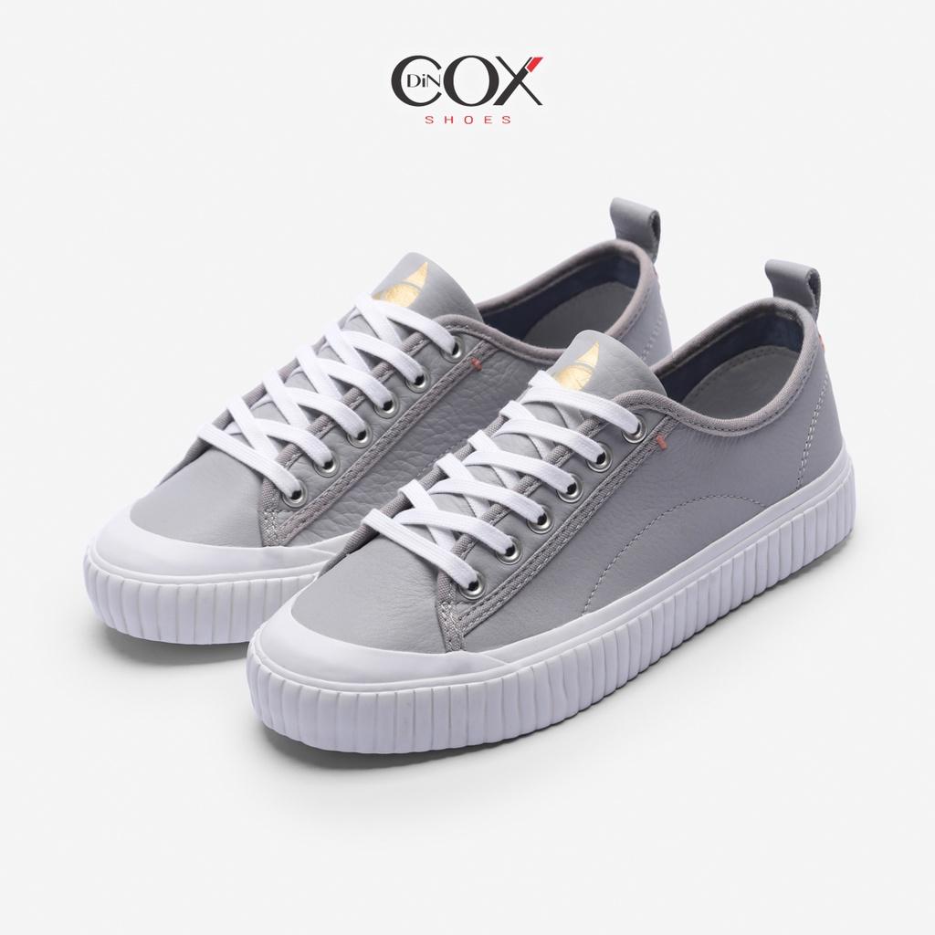 Giày Sneaker Da Bò Thật Nữ DINCOX E02 Grey Sang Trọng