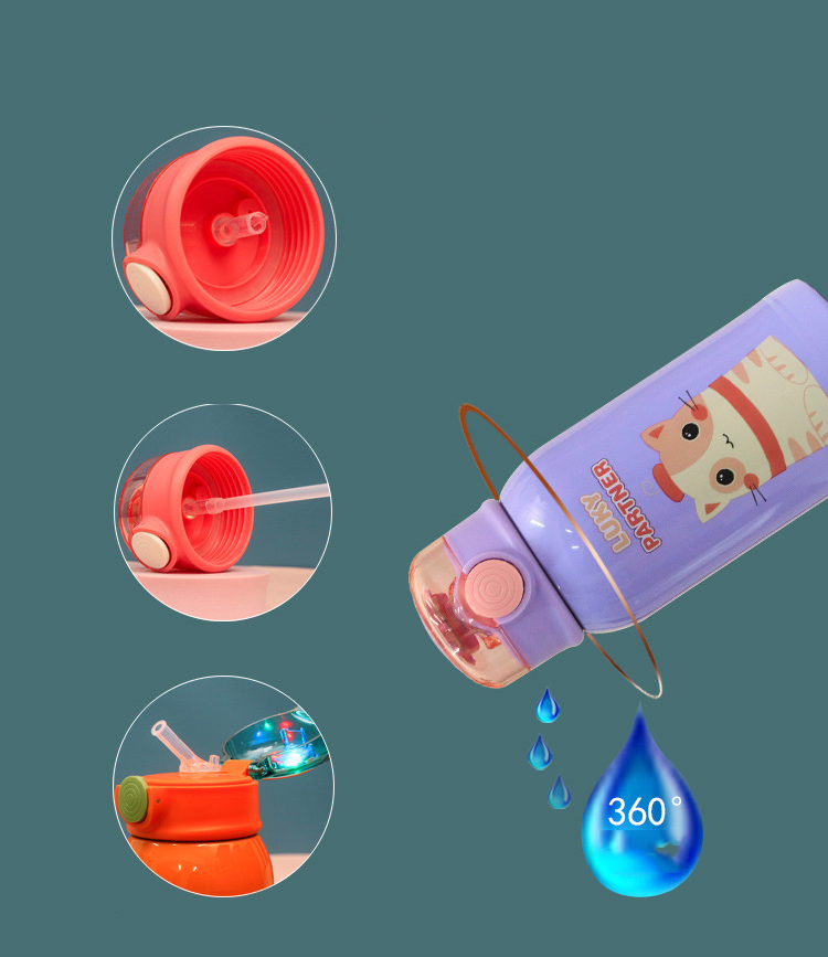 Cốc Bình Giữ Nhiệt Nóng Lạnh Cho Bé /Trẻ Em Đi Học 500ml+Kèm Túi Đựng 2 lớp Có Cốc Hình Khủng Long
