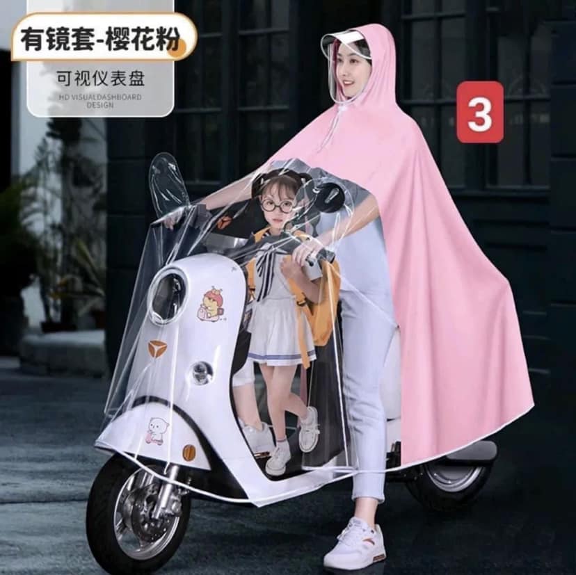 Áo Mưa Cánh Dơi Size 5XL To Dày Mẹ Con Phía Trước Trong Suốt Che Phủ Toàn Thân Kèm Kính Chắn Mưa Tiện Dụng