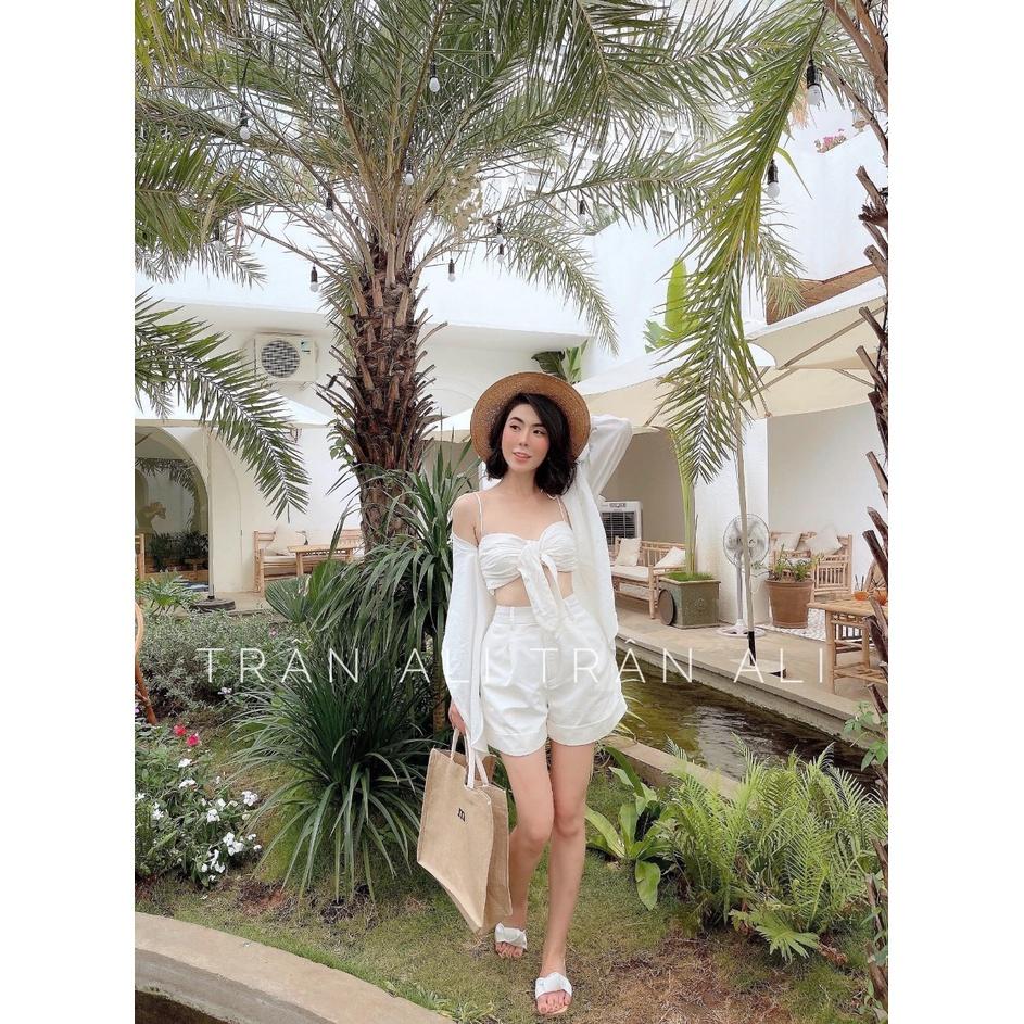 Set 3 món đi biển màu trắng