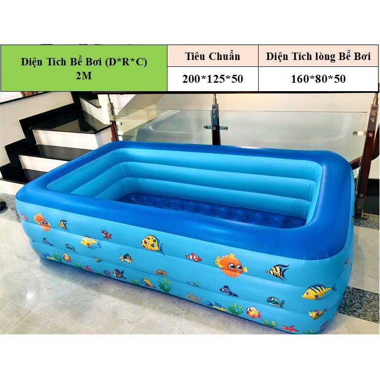 BỂ BƠI PHAO CHO BÉ 1M2 1M3 1M5 2M1 3 Tầng Có Đáy Chống Trượt màu xanh màu hồng )