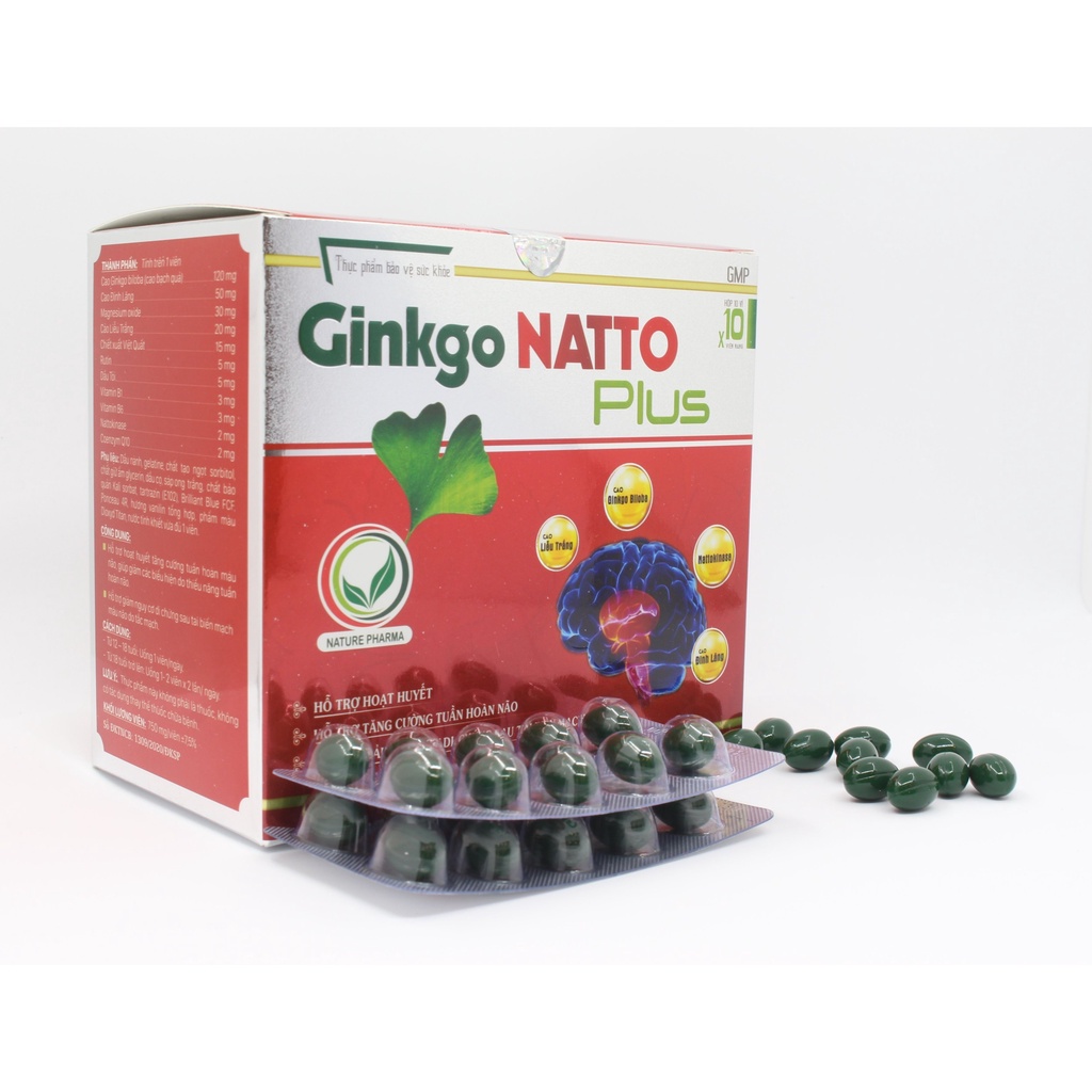 Hoạt Huyết Dưỡng Não Ginkgo Natto Plus Hỗ Trợ Tăng Cường Tuần Hoàn Máu Não, Bổ Não - Greenmec