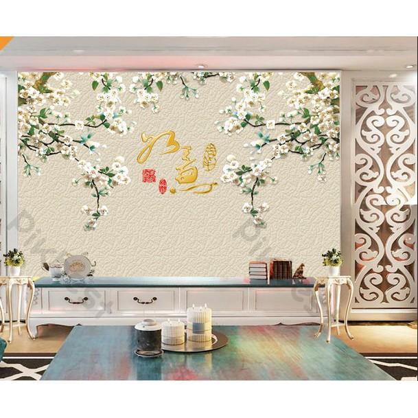 Tranh dán tường Bức tường hoa tối giản hiện đại, tranh dán tường 3d hiện đại MS659204