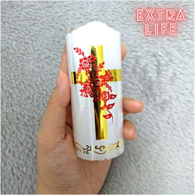 Đèn cầy - Nến trụ trắng hình Thánh giá cao 10 cm - đường kính 4 cm- Cam kết không mùi không khói - 1 pcs