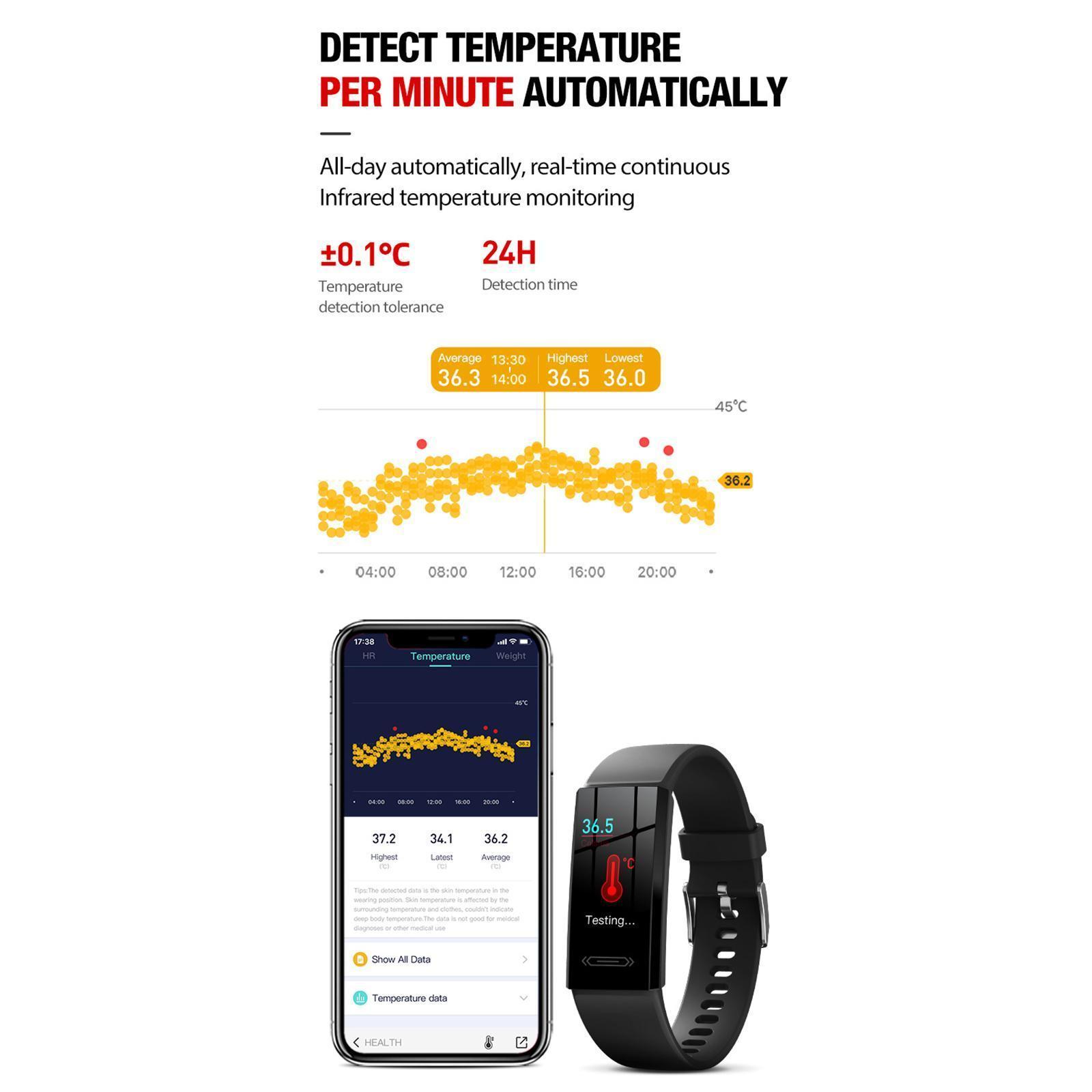 Waterproof Smart Watch Blood Pressure Monitor Bracelet Gift Black