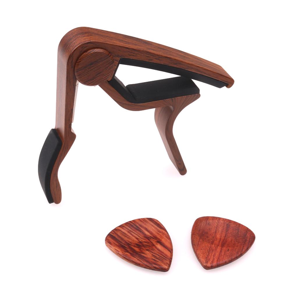 Quick Release Guitar Capo Key Clamp Trigger with 2pcs Picks Plectrums Set