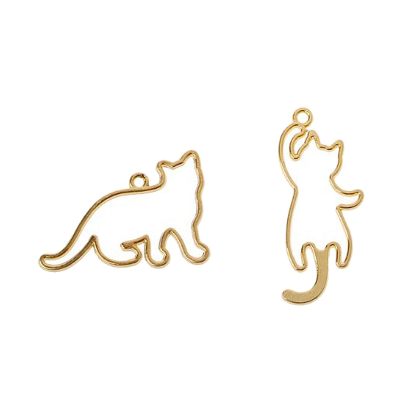 Cat Open Bezel Pendants Charms for DIY Assorted Geometric Hollow Trays