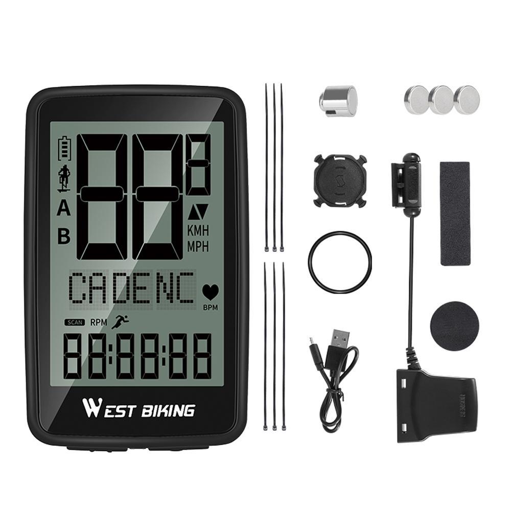 Máy đo tốc độ MTB WEST BIKING Không dây Song ngữ cho xe đạp Đa chức năng Đèn nền toàn màn hình
