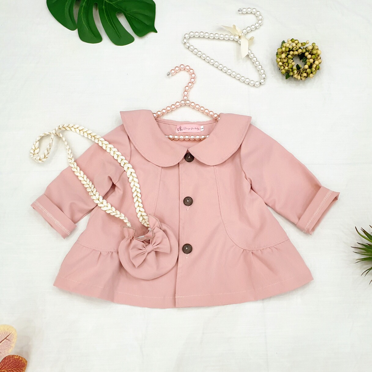 Áo Khoác Hồng Baby KÈM Túi Tỏi phong cách Hàn Quốc cho bé gái (HÀNG THIẾT KẾ CAO CẤP cho bé từ 5kg -30kg)