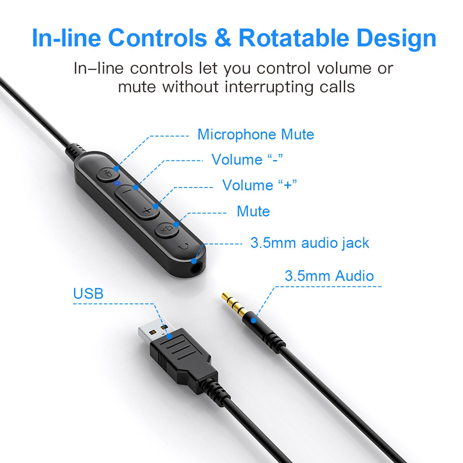 Tai nghe điện thoại Bee H360 có dây 3.5mm / USB có micrô trên tai