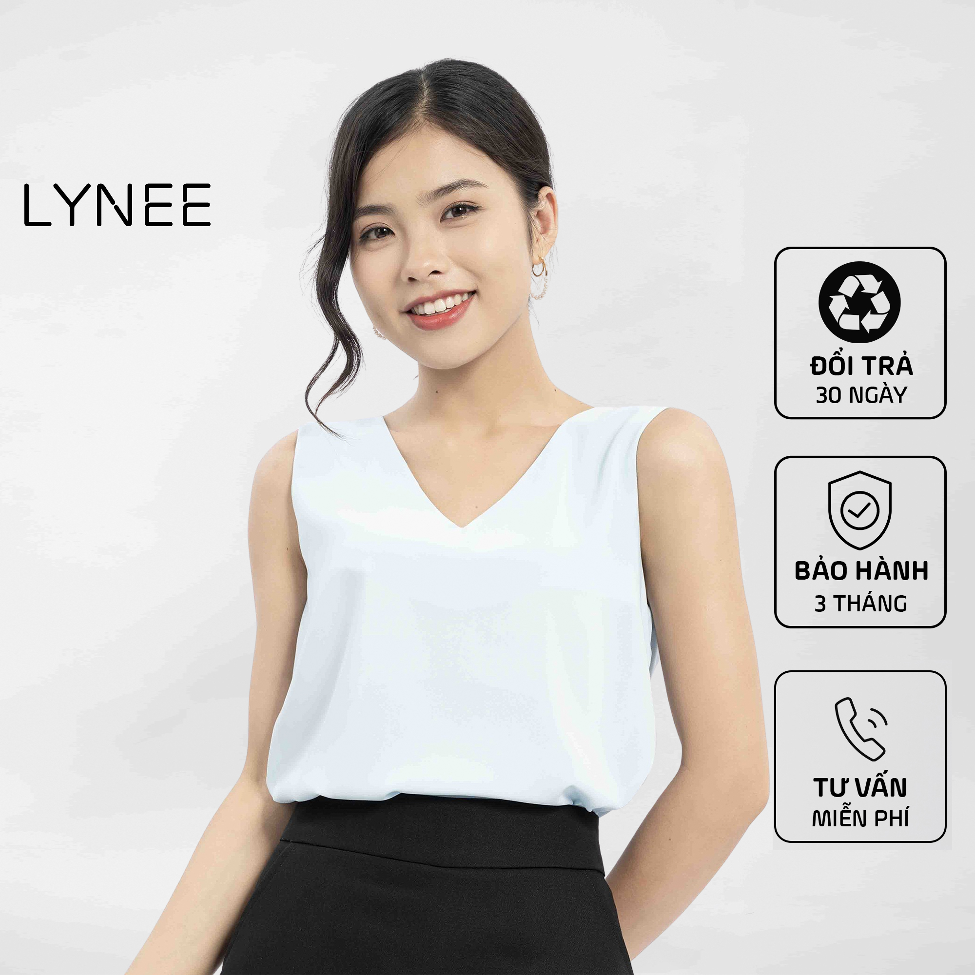 Áo sát nách nữ LYNEE áo kiểu cổ tim vải lụa mềm mịn tạo cảm giác thoải mái ST01