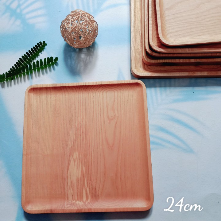 Đĩa Gỗ Tần Bì Hình Vuông Size 14/16/18/20/24/26cm, Khay Bày Hoa Qủa, Trà Bánh, Decor Chụp Ảnh Của Vitrapro