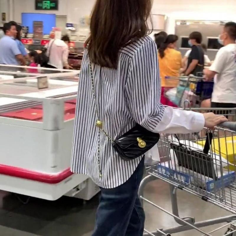 MS811 Áo sơ mi nữ cổ trụ kẻ sọc vạt bầu túi ngực