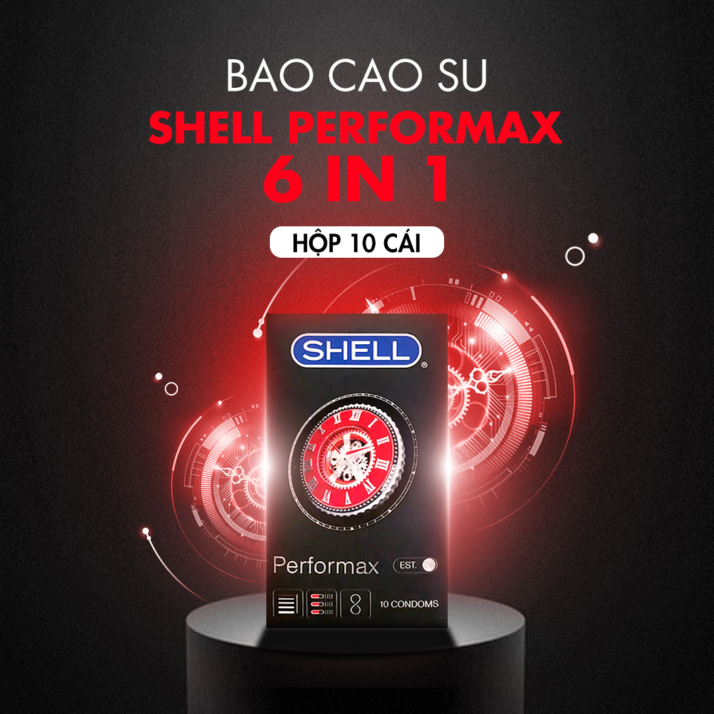 Bao cao su Shell Performax 6 in 1 - Kéo dài thời gian - Hộp 10 cái