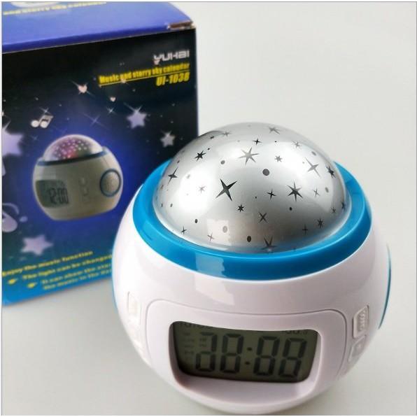 Đồng hồ điện tử có máy chiếu đèn LED hình bầu trời sao đẹp mắt kèm phát nhạc độc đáo dành cho phòng trẻ