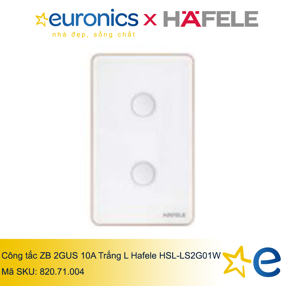 CÔNG TẮC ZB 2GUS 10A TRẮNG L HAFELE HSL-LS2G01W/820.71.004 - HÀNG CHÍNH HÃNG