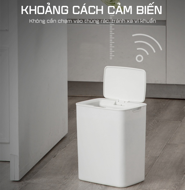 Thùng Đựng Rác Thông Minh Cảm Biến Hồng Ngoại Dùng Cho Phòng Ngủ, Phòng Tắm, Nhà Bếp 12L - Hàng Nhập Khẩu