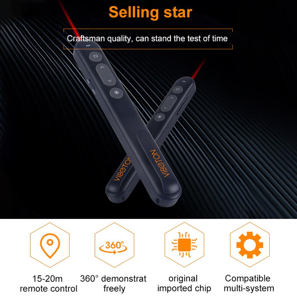 Điều khiển từ xa đa phương tiện không dây cho thuyết trình Powerpoint Con trỏ Laser PPT Flip Pen VIBOTON PP-936 2.4G