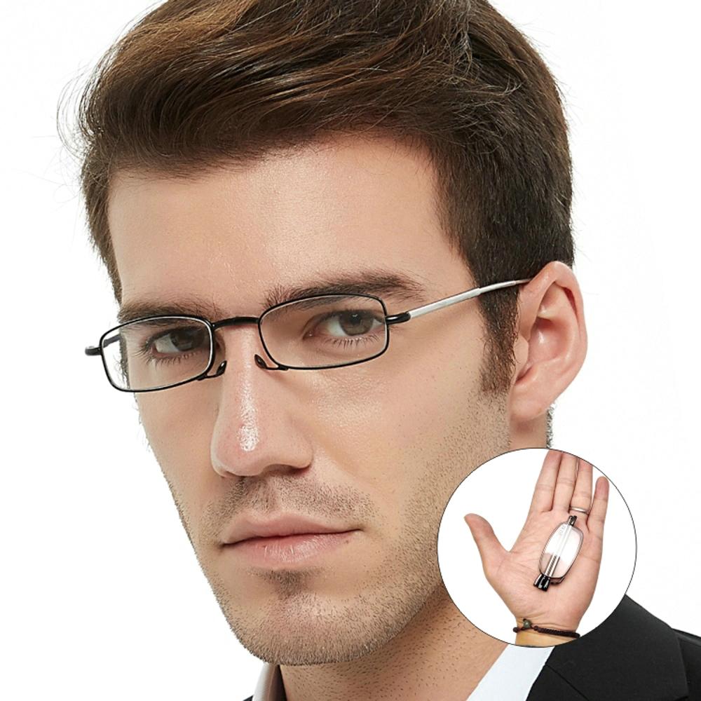 Kính Đọc Sách Gấp Đồng Hồ Nam Thép Không Gỉ Từ Hộp Presbyopic Kính 1.00 1.50 2.00 2.50 3.00 3.50