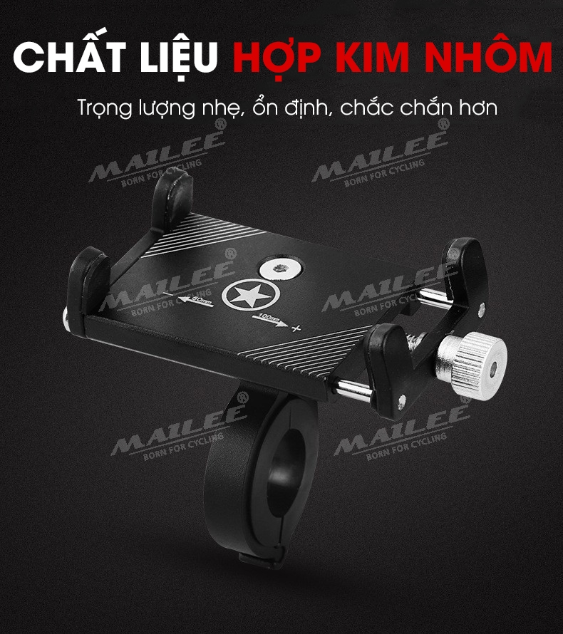 Giá đỡ điện thoại xe đạp MOBILE BRACKET gắn tay lái SS-044 cho điện thoại dưới 6.8 inch, chất liệu Nhôm, phù hợp đường kính ghi đông 22.2mm-31.8mm - Mai Lee