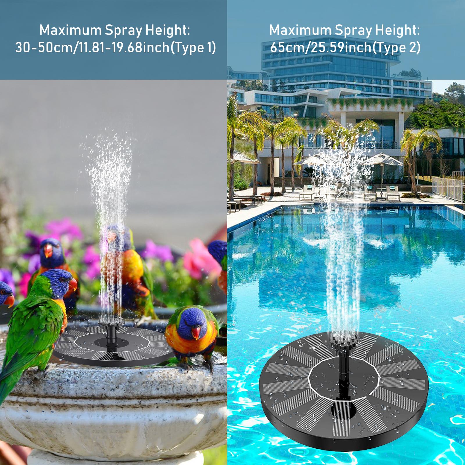 Solar Fountain Pump with 6 Nozzles Free Standing Water Pump Floating Fountain for Bird Bath Aquarium Pool Fish Tank