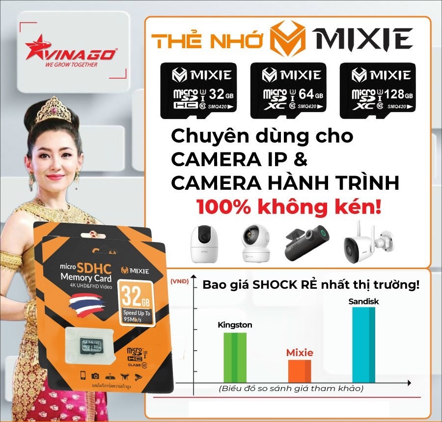 Thẻ Nhớ Mirco SD Mixie 64Gb - Thẻ Nhớ Mixie 32Gb Class 10 Chuyên Ghi Hình Cho Camera, Máy Ảnh và Điện Thoại - Hàng Chính Hãng