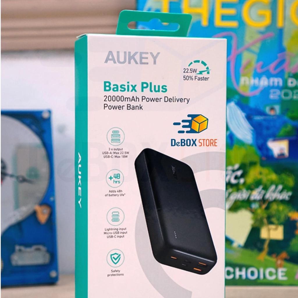 Pin Sạc dự phòng Aukey PB-N74S Basix Plus 20000mAh SCP 22.5W PD/QC 3.0 (3 Output, 3 Input) - Hàng Chính Hãng