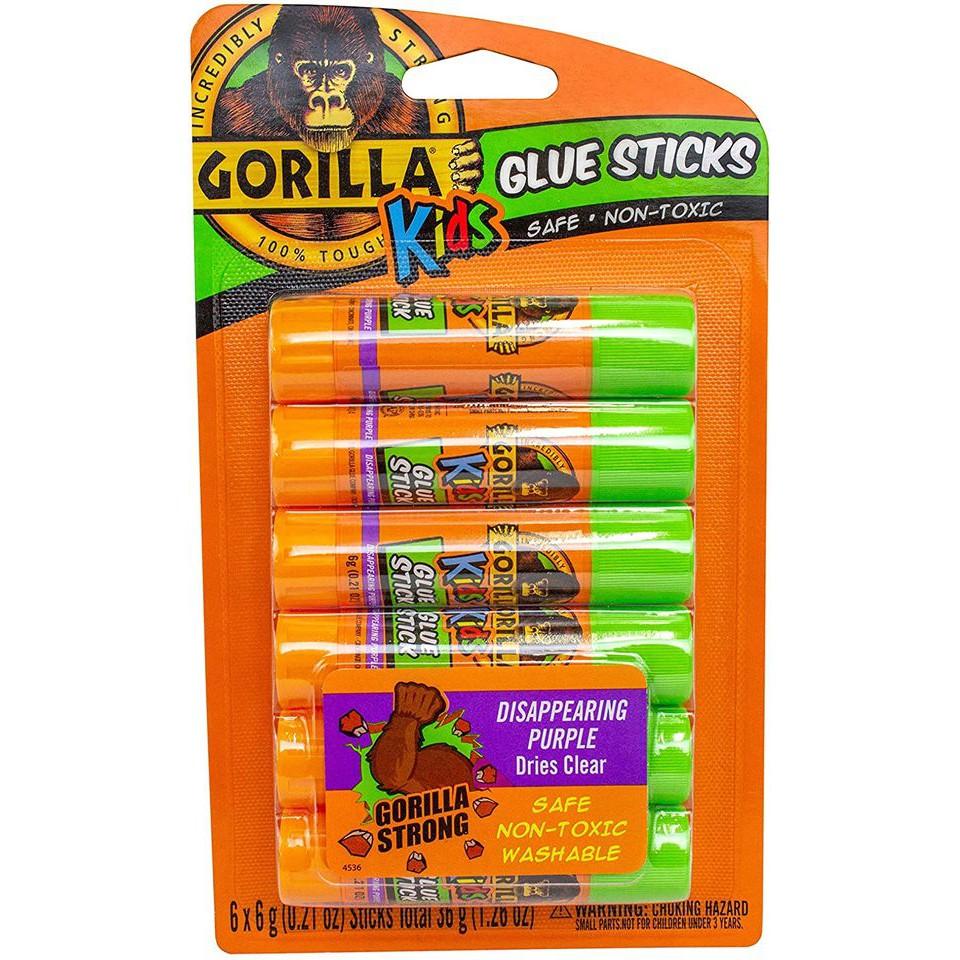 Hồ dán Trẻ Em An Toàn, Không Độc Hại – Hồ Dán Trường Học Gorilla Kids – Hồ Dán Gorilla Kids Glue Stick 6sticks x 6g