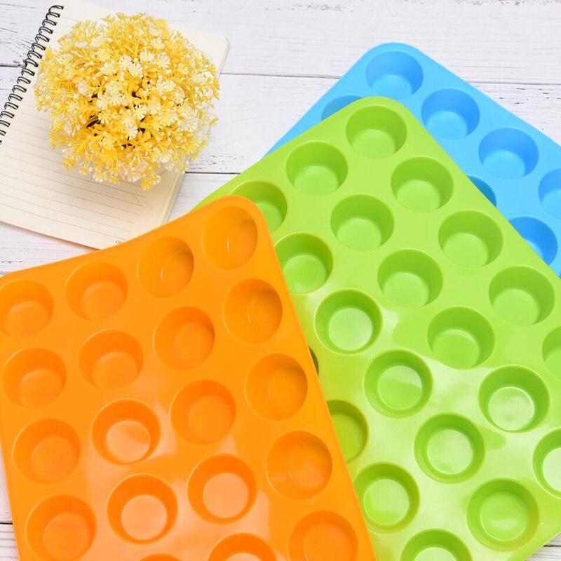 Khuôn Silicone 24 Khoang Khay Chảo Ốp Mini Cupcake Cookie Máy Nướng Khuôn Nướng Bánh Muffin Cốc Silicone