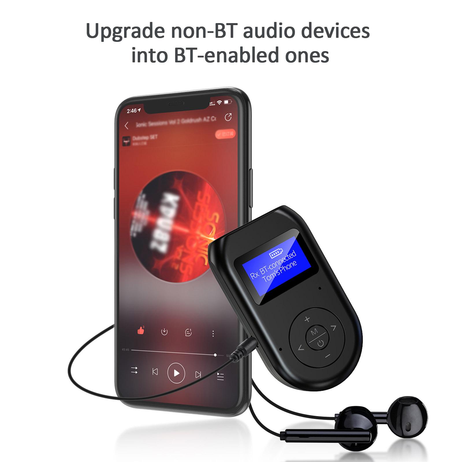 Bộ thu phát âm thanh BT-11 Bluetooth 5.0 không dây màn hình LCD 3.5mm AUX với Mic cho loa TV